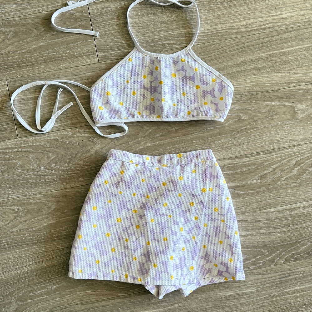 ABC KIDS Girls size 9-10 Vintage Tie Back Halter and Skort Set retro 70s
